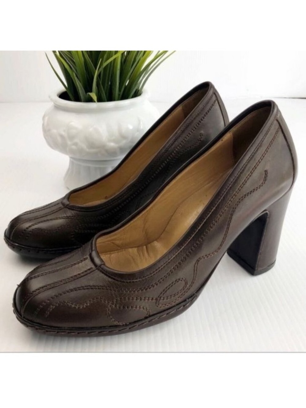 Dries Van Noten Leather Pumps Round toe Block heel size 6.5